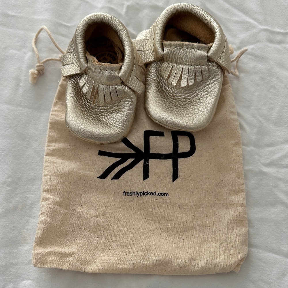 Freshly Picked Metallic Gold Moccasins